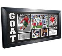 Cristiano Ronaldo Goat - Marco de fotos firmado con autógrafo, diseño del Real Madrid, Manchester United, Juventus Portugal, color negro o blanco