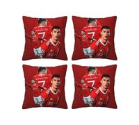 Cristiano Ronaldo Soccer Star Pillow Covers 4 PCS, Soft Cushion Decorative Throw Pillowcase for Sofa, Car, Home, Bed 12x12 in