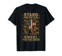 Cristianos Hombres Mujeres Stand for The Flag Kneel for The Cross Camiseta