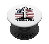 Cristianos Patriotas El Único Salvador Necesita PopSockets PopGrip Adhesivo