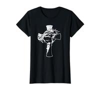 Cristo Cara en Cruz Vintage Biblia Verso Religioso Camiseta gráfica económica, Mujer, Negro, XS