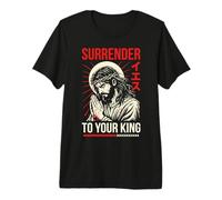 Cristo es Rey Ríndete a Tu Rey Jesús Cristiano Moderno Camiseta Premium