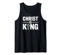 Cristo es Rey Sutil Mínimo Fe Religiosa Cristiana Camiseta sin Mangas