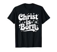 Cristo ha Nacido Navidad Retro Groovy Christian Holiday Camiseta