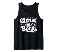 Cristo ha Nacido Navidad Retro Groovy Christian Holiday Camiseta sin Mangas