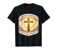 Cristo ha resucitado verdaderamente Él ha resucitado Cristiano Pascua Mujeres Camiseta