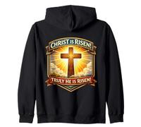 Cristo ha resucitado verdaderamente Él ha resucitado Cristiano Pascua Ortodoxo Sudadera con Capucha