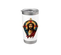Cristo Jesucristo Católica Santa Iglesia Vitral Arte de ventana Vaso térmico de acero inoxidable de doble pared