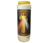 Cristo Misericordioso Vela de oración en tarro Novena 18 x 7 cm 100% vegetal Combustión 9 días - 216 horas