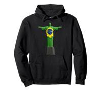 Cristo Redentor - Bandera de Brasil Sudadera con Capucha