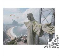 Cristo Redentor Vista Playa Puzzle de 1000 Piezas para Adultos Papel Juego Familia Relajante Regalo Decoración 70x50cm/1000pcs
