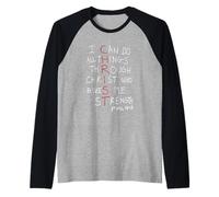 Cristo se encuentra en mi interior Puedo hacer todas las cosas a través de Cristo Camiseta Manga Raglan