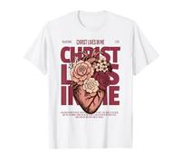 Cristo Vive en mí Gálatas 2:20 Corazón Floral Camiseta