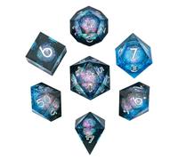 CRITALLIC 7PCS DND Dice Set,Liquid Core Sharp Edge Dice Set D&D RPG Polyhedral Die,for Dungeons and Dragons Games Roleplaying Games Pathfinder,with Gift Box(Liquid Core-Blue with Black)