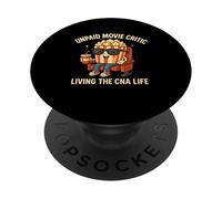 Crítico de Cine no pagado Funny CNA Nurse Life Popcorn Art PopSockets PopGrip Adhesivo