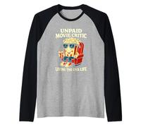 Crítico de Cine no pagado Viviendo la Vida CNA Arte Divertido de Palomitas de maíz Camiseta Manga Raglan