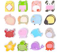 CRITIVE-SHOP Juego de 32 blocs de notas adhesivas con animales marinos, notas adhesivas de dibujos animados, útiles escolares, registro de notas adhesivas de colores pastel, divertido bloc de notas