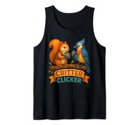 Critter Clicker Ardilla Pájaro Fotografía Diversión Camiseta sin Mangas