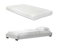 Cоrium cama individual solingen tapizado en piel sintética con colchón de espuma fría 90 x 200 - blanco