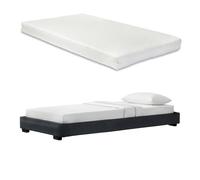 Cоrium cama individual solingen tapizado en piel sintética con colchón de espuma fría 90 x 200 - negro