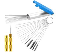 Criveple Juego de Limpieza de carburador, carburador, eliminador de Suciedad, carburador, 13 Juegos de Limpieza+10 Agujas de Limpieza+5 cepillos de Nailon+1 Mandril Afilado para Motocicleta, ATV