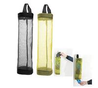 CRIVERS Organizador de Bolsas Hanging Mesh Rubbish, Portavasos Innovador Plegable, Bolsas de plástico Transparente/Dispensador de Bolsas de Basura para Cocina (1pc Amarillo+1pc Negro)