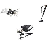 CRIVIT Multiherramienta para bicicleta / Bolsa de sillín con herramienta / Minibomba con manómetro