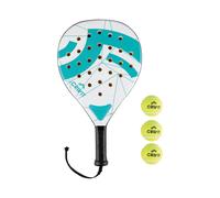 CRIVIT Pala de pádel con 3 pelotas (blanco/turquesa)