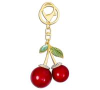Crizaor Llavero de cereza, dije de bolsa de cerezo con purpurina verde, accesorio para mujer, llavero de resina glamuroso