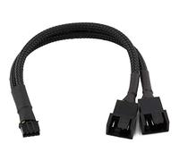 CRJ Micro - Cable adaptador de ventilador dual GPU de 4 pines, 15 cm, funda negra, adaptador de ventilador de tarjeta gráfica PWM Micro PH (2.0 mm) para conectar dos ventiladores de PC de 3 y 4 pines