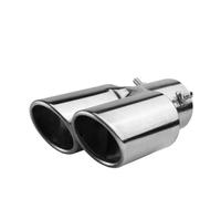 CRJIMX 1ud General Coche Doble Salida Punta Escape Acero Inoxidable Negro Para Silenciador Tubo Doble Para Accesorios Coche(Plata)