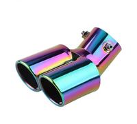 CRJIMX 63 Mm 2.5" Entrada Tubo De Escape Automóvil Acero Inoxidable Doble Salida Para La Mayoría De Coches(Multicolor)
