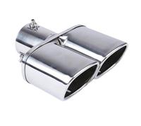 CRJIMX 63mm/2.48" General Auto Escape Cuadrado Doble Salida Tubo Silenciador Azul/Plata Acero Inox Tuning(Plata,Derecho)