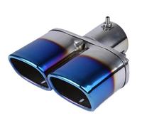 CRJIMX 63mm/2.48" General Auto Escape Cuadrado Doble Salida Tubo Silenciador Azul/Plata Acero Inox Tuning(Azul,Derecho)