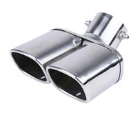 CRJIMX 63mm/2.48" General Auto Escape Cuadrado Doble Salida Tubo Silenciador Azul/Plata Acero Inox Tuning(Plata,Curvo)