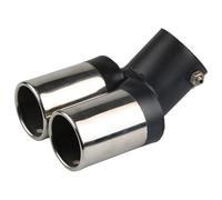 CRJIMX 63MM 2.5" Entrada Toldo De Escape Automotriz Doble Tubo Acero Inoxidable Revestimiento Trasero Modificado Para La Mayoría De Autos(Black+Silver,Curvo)