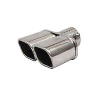 CRJIMX 76mm General Auto Muffler Silenciador Doble Salida Punta De Escape Acero Inoxidable Borde Enrollado Inclinado Azul/Plateado Resistencia Anti-R(Plata,Derecho)