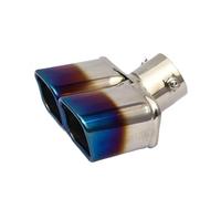 CRJIMX 76mm General Auto Muffler Silenciador Doble Salida Punta De Escape Acero Inoxidable Borde Enrollado Inclinado Azul/Plateado Resistencia Anti-R(Azul,Curvo)