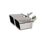CRJIMX 76mm General Auto Muffler Silenciador Doble Salida Punta De Escape Acero Inoxidable Borde Enrollado Inclinado Azul/Plateado Resistencia Anti-R(Plata,Curvo)