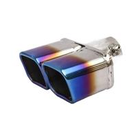 CRJIMX 76mm General Auto Muffler Silenciador Doble Salida Punta De Escape Acero Inoxidable Borde Enrollado Inclinado Azul/Plateado Resistencia Anti-R(Azul,Derecho)