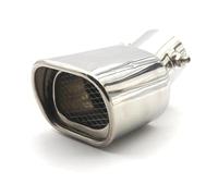 CRJIMX Acero Inoxidable Para Tubo Escape Pulido Para Decoración Auto Para General Coche Escape Cuadrado Para Silenciador Para Tubos Finales(Plata,Curvo)