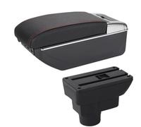 CRJIMX Caja De Apoyabrazos Respaldo Interior Pieza De Retrofit Caja De Almacenamiento Accesorio Para Opel Para Corsa D(A1 Negro rojo 7USB)