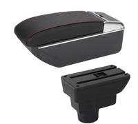 CRJIMX Caja De Apoyabrazos Respaldo Interior Pieza De Retrofit Caja De Almacenamiento Accesorio Para Opel Para Corsa D(D1 Negro rojo Sin USB)