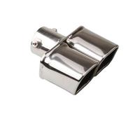 CRJIMX Garganta De Escape Cuadrado Doble Tubo 2.5 Pulgadas Silenciador De Acero Inoxidable Para General Recambios Coche(Plata,Derecho)