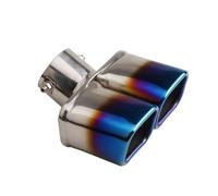 CRJIMX General Auto Doble Tubo Escape Trasero Cubierta Garganta Azul Acero Inoxidable Modificado(Azul,Curvo)