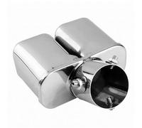 CRJIMX General Auto Doble Tubo Escape Trasero Cubierta Garganta Azul Acero Inoxidable Modificado(Plata,Curvo)