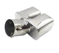 CRJIMX General Doble Salida Tubo Escape Para Acero Inox Negro Para Silenciador Doble Tubo Para Accesorios Auto(Azul,Curvo)