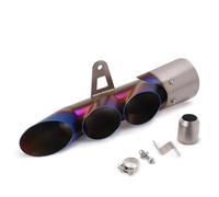 CRJIMX Kit De Silenciador De Escape Doble De Dos Y Tres Salidas Para Suzuki GSXR S1000 S1000RR Etc Para Motocicleta Accesorios De Modificación(Medio azul,Tres agujeros)