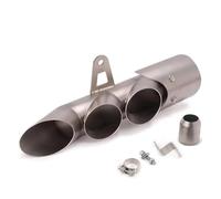 CRJIMX Kit De Silenciador De Escape Doble De Dos Y Tres Salidas Para Suzuki GSXR S1000 S1000RR Etc Para Motocicleta Accesorios De Modificación(Plata,Tres agujeros)