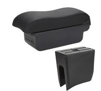 CRJIMX Para Dacia Para Spring Reposabrazos Para R&enault Para K-ZE Caja Reposabrazos Auto Cuero Superficie Curva Caja De Reposabrazos Central(B2 línea negra 3USB)